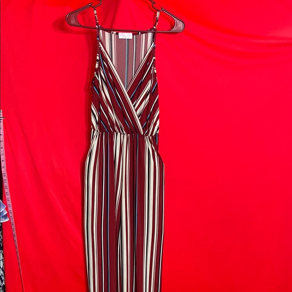 Pink lily red stripped jumpsuit